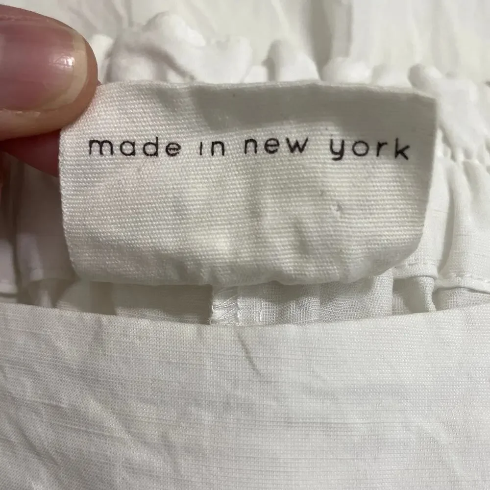 Shosh New York Structured Linen Cropped Wide Leg Pants Minimalist White Sz 2 Med - Picture 9 of 11